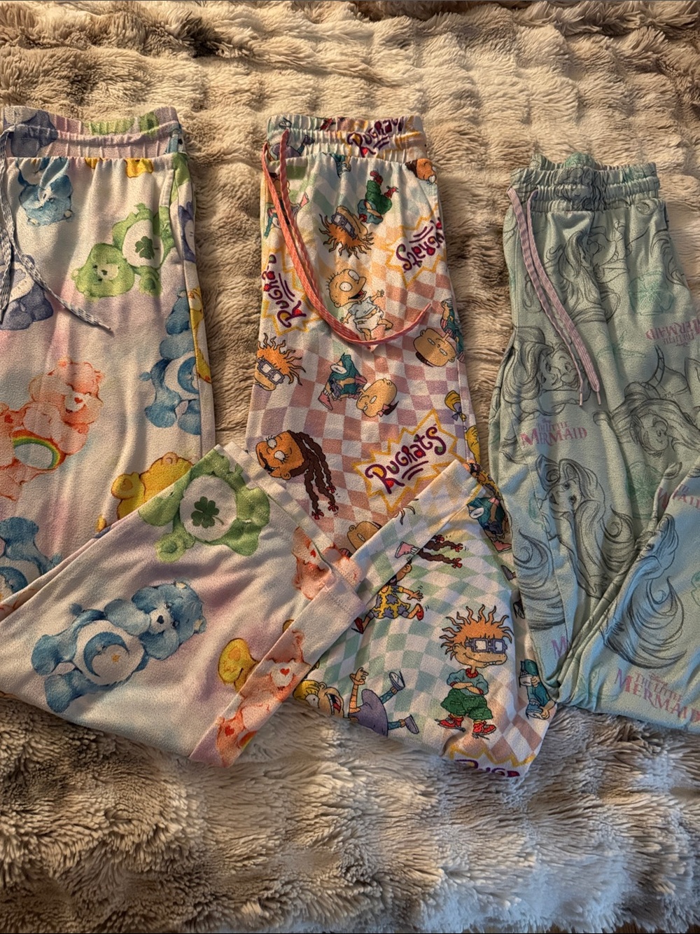 Bundle of 3 throw back PJ Pants - Carebears, Little Mermaid, Rugrats